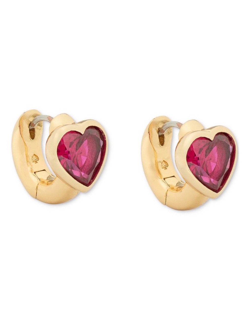 Kate Spade Keep Sparkling Small Heart Huggie Earrings - Goldtone Ruby NWT